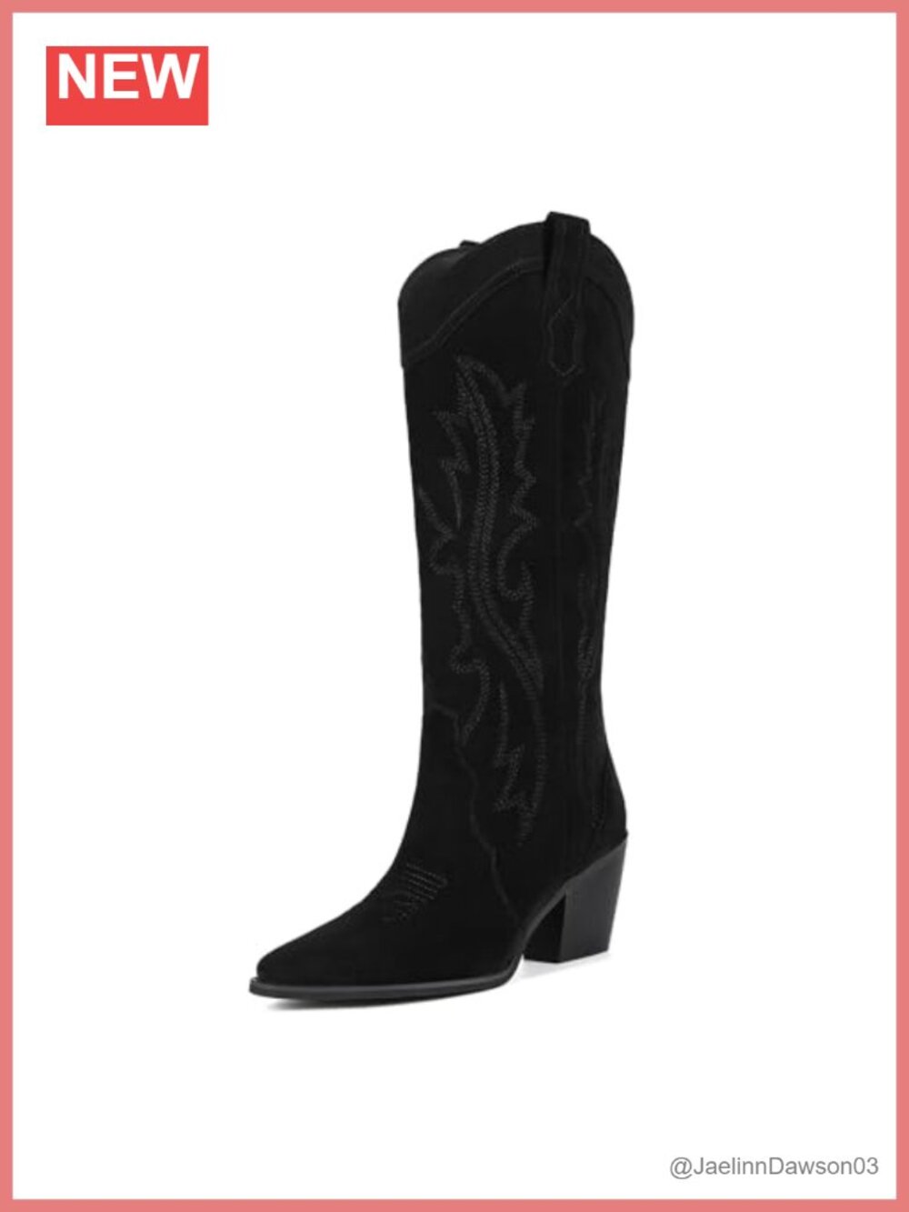 Women's Embroidered Pointed Toe Suede Knee High Wide Calf Cowgirl Boots